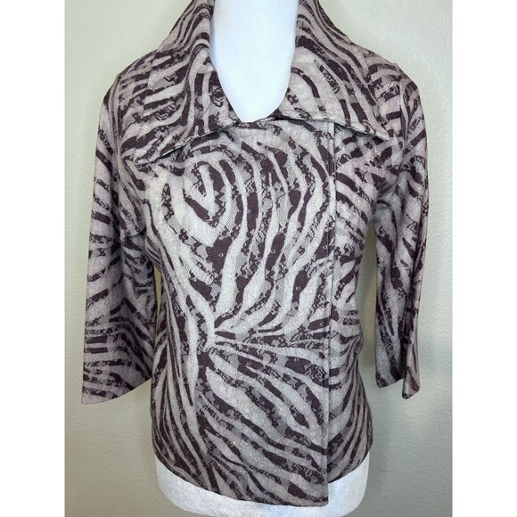 Chico's Women Size 0 Brown Zebra Print Cardigan Jacket - Picture 4 of 8